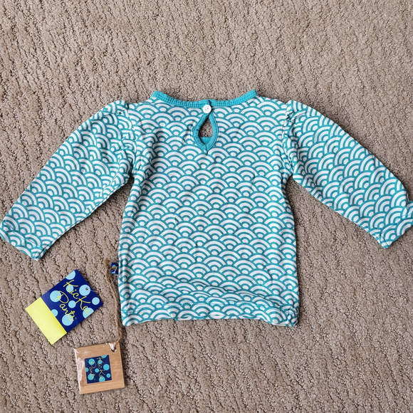 Baby Girl’s Long Sleeve Shirt – KicKee Pants–Teal & White-Size 0–3 Months-NWT - Picture 8 of 8